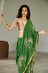 Handwoven Handprinted  Green Bengal Cotton Saree